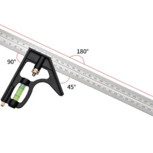 Edge Square Metric with Spirit Level, Precise Stainless Steel, Adjustable Protractor