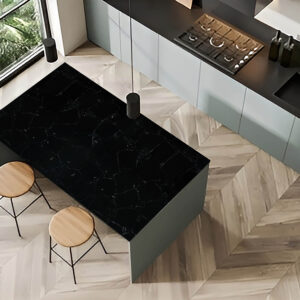 60×34 Black Crystal Quartz Island Countertop (Ready to Install)