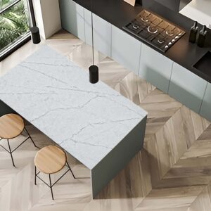60×34 Silver Frost Quartz Island Countertop (Ready to Install)