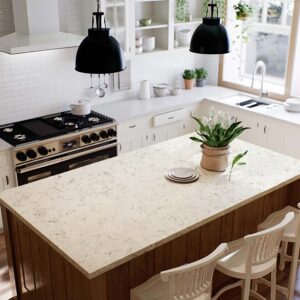 60×34 Snow Night Quartz Island Countertop (Ready to Install)