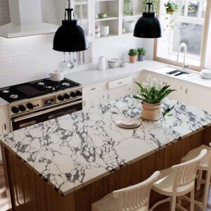 60×34 Snow Terrain Quartz Island Countertop (Ready to Install)