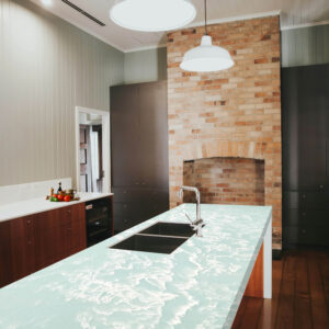 125x34 Tsunami Quartz Polished Island Countertop (Ready to Install)