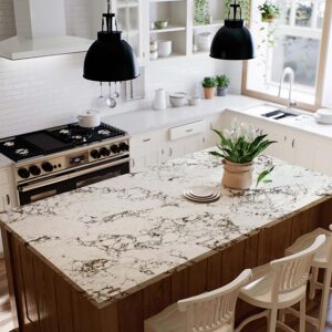 60×34 Woodland Snow Quartz Island Countertop (Ready to Install)