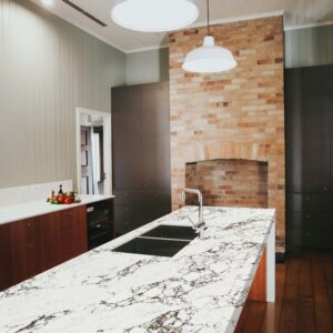 125×34 Woodland Snow Quartz Polished Island Countertop (Ready to Install)