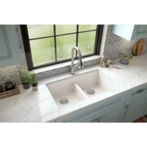 32×18 Double Bowl Granite Composite Sink (White)