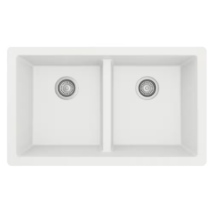 32×18 Double Bowl Granite Composite Sink (White)