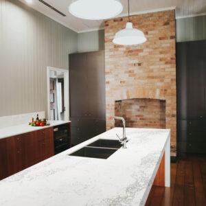 125x34 Mont Blanc Quartz Polished Island Countertop (Ready to Install)