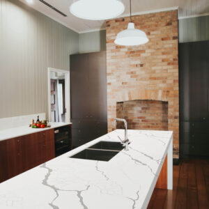 125x34 Calacatta Taj Quartz Polished Island Countertop (Ready to Install)